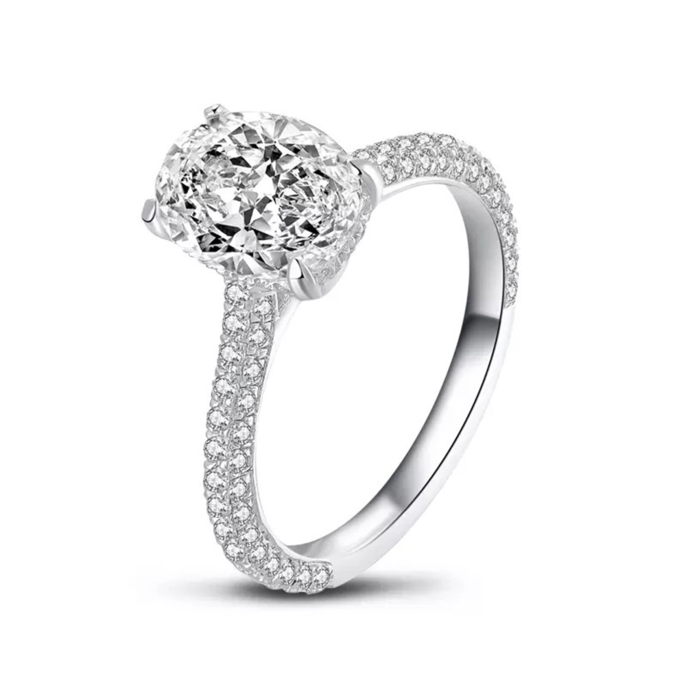 Silver White sapphire crystal birthston Ring - Picture 8 of 10
